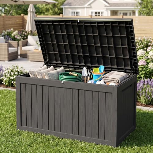 275 Gallon Resin Deck Box-Organization and Storage for Patio Storage Box Outdoor Cushions, Throw Pillows, Garden Tools and Pool Accessories, Black by GraceYourYard