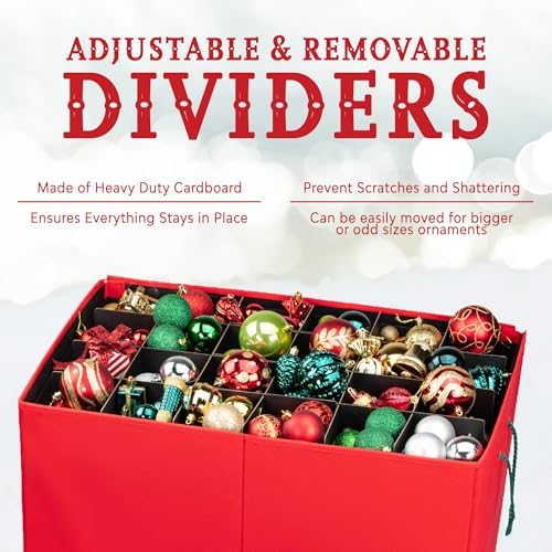 HOLDN’ STORAGE Christmas Ornament Storage Box with Dividers, Stores Ornaments up to 96 of 3 Inch Large Christmas Ball Storage Containers with 4 Trays - Red - Image 7