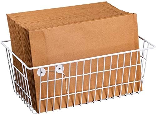 Slideep Farmhouse Metal Wire Basket, Fridge Freezer Storage Organizer Bins with Handles for Kitchen Cabinets, Pantry, Closets, Bedrooms, Bathrooms, White 3 Pack - Image 4