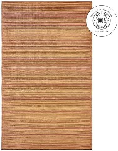 Fab Habitat Stripe Coastal Colorful Outdoor Rug - Waterproof, Crease-Free Fade Resistant, Reversible - Recycled Plastic - Patio Porch Balcony Deck Yard Garden - Cancun Terracotta - 6x9 ft - Image 3