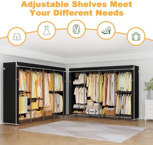ULIFHOME H41C Clothes Rack with Cover, Covered Clothing Rack Heavy Duty - Image 3