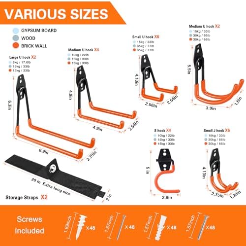 HUPBIPY 26 Pack Garage Hooks Heavy Duty, Wall Mount Ladder Hooks - Image 2