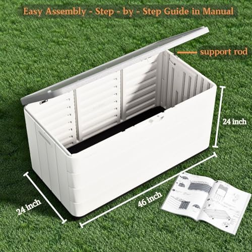 ZZM 110 Gallon Outdoor Deck Box with Wheels, Waterproof Resin Storage Cabinet for Patio - Image 4