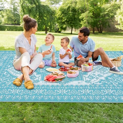 COZYLOOM Vintage Outdoor Rug 8x10 ft Waterproof Reversible Patio Plastic Straw Rugs for Decor Outside Large RV Camping Area Carpet Mat for Porch Deck Balcony Pool Backyard Picnic Beach Camper Door - Image 7