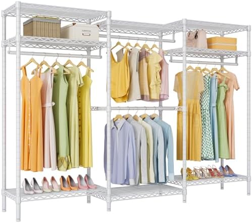 VIPEK V5i Plus Wire Garment Rack Heavy Duty Clothes Racks for Hanging Clothes, Large Free Standing Wardrobe Closet Metal Clothing Racks with Adjustable Shelves for Bedroom, White by VIPEK