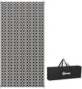 Outsunny Outdoor Rug for Patio Waterproof, 9' x 18', Black & White Clover by Outsunny