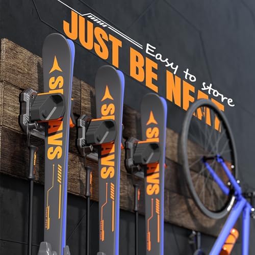 Ski & Snowboard Wall Rack for Garage Wall Fits Any Ski/board, Ski Wall Mount Holders Damage-Free Storage Rack, Garage Organization Space-Saving Winter Gear Organizer - Image 4