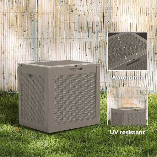 Vixzen 31 Gallon Deck Boxes Outdoor Waterproof, Lockable Outdoor Storage Bench for Patio Cushions, Garden Tools, Pool Supplies (Grey, 31 Gallon) - Image 3