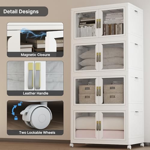 1088QT Stackable Storage Bins with Lids, 272Gal Foldable Storage Cabinets - Image 3