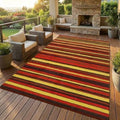 GAOMON 8x10 Large Outdoor Rug Waterproof for Patio Plastic Straw Rug Geometric Stripe Indoor Outdoor Area Rug Modern Lines Outside Carpet for RV Porch Deck Backyard Balcony, Purple/Red/Orange/Yellow by GAOMON