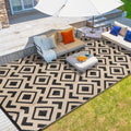 wikiwiki 8x10ft Outdoor Rug, Reversible Plastic Patio Rug Waterproof, Indoor Outdoor Carpet Clearance, Large Area Carpet for Patio Deck Balcony Pool RV Camping Beach Picnic, Black & Beige by WikiwikiPatioUmbrellas