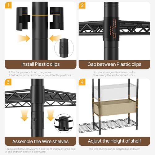 Golpart Heavy Duty Clothes Rack Metal Wardrobe with Adjustable Wire Shelves - Image 4