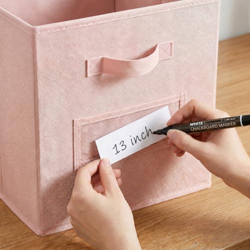 Storage Bins,13 Inch Cube Storage Bin with Labels,6pcs,Pink - Image 4