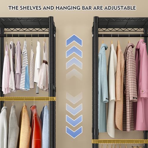 Raybee Clothes Rack with Cover, Portable Closet 1200LBS Adjustable Shelves - Image 6