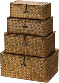 Woanger Set of 4 Wicker Baskets with Lids, Retro Color by Woanger