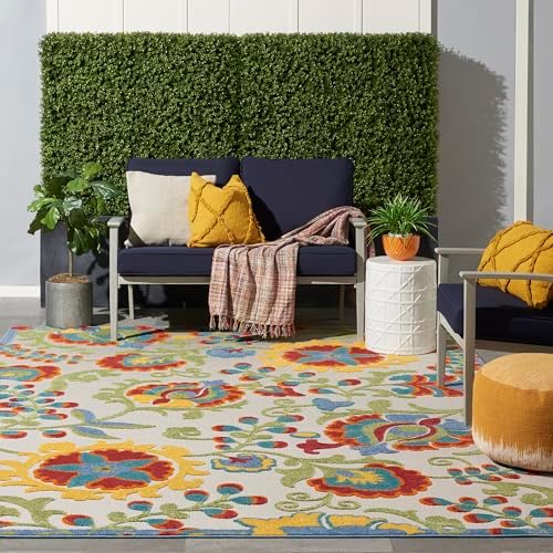Nourison Home Aloha Ivory Multicolor 9' x 12' Area Rug - Easy Clean, Non Shedding, Bed Room, Living Room, Dining Room, Kitchen (9' x 12') - Image 3
