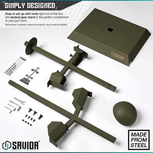 Savior Equipment H.A.B Tactical Gear Stand Helmet Vest Belt Display Rack, Military Gear Holder Plate Carrier Indoor Home Garage Free-Standing Organizer, Heavy Duty Steel Construction Hold Up To 70 lbs - Image 6