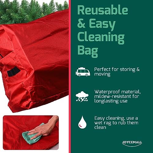 Christmas Tree Storage Bag Fits Up to 9 Feet Diassembled Tree, JOYCEMALL Heavy Duty Waterproof Artificial Xmas Tree Container Extra Large Moving Bag with Reinforced Handles & Dual Zipper - Red - Image 4