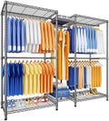 Ulif E12 Pro Clothes Rack，Heavy Duty Freestanding Garment Rack with Shelves，Metal Clothing Closet Storage System for Hanging Clothes，71" W x 16" D x 76.5" H, Hold 960 lbs，Grey by Ulif