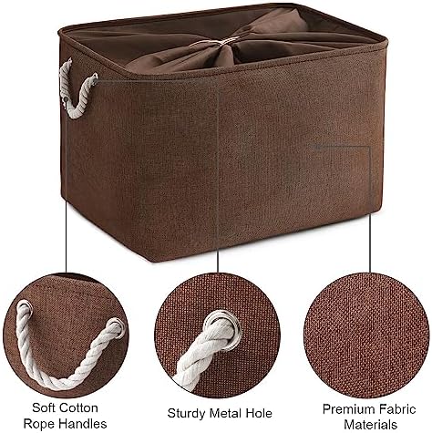TheWarmHome Organization and Storage for Organizing - Extra Jumbo 3 Pack 20.5x15.7x13.8 inch Fabric Storage Bin for Shelves, Storage cubes for Decorative Shoes Towel Blanket Closet (Brown) - Image 7