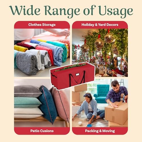 Elf Stor Christmas Tree Storage Bag with Wheels, Red, 67” x 28” x 24” - Image 7