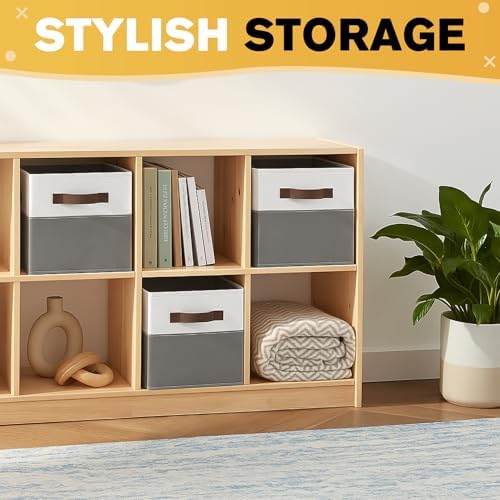 JTIEO 12 Pack Large Storage Baskets for Shelves 15"x11", Fabric Storage Bins with Handles, Collapsible Decorative Storage Baskets for Organizing Clothes, Toys, Closet, Nursery - Image 6
