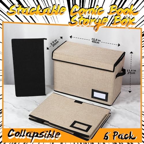 Chuangdi 6 Pcs Comic Book Storage Boxes,Beige - Image 2
