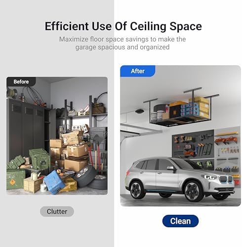 FLEXIMOUNTS 3x6 Overhead Garage Ceiling Storage Rack Adjustable, Hammertone - Image 4