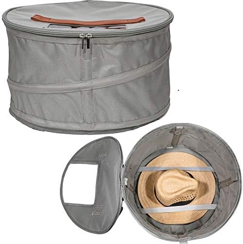 Hat Storage Box | Stuffed Animal Toy Storage | Stackable Round Pop-up Container | Travel Hat Boxes for Women & Men | Closet Organizer w Lid | Dust Cover Cowboy Sun Beach Hats (Gray, 2 Pack) by HappiBox