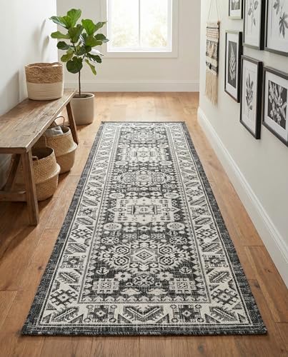 Rugs.com - Outdoor Aztec Rug – 8 Ft Runner Charcoal Gray Indoor/Outdoor Rug – Weather-Resistant Flatweave for Patios, Porches, and Decks - Image 5