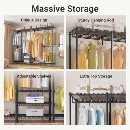 VIPEK L40 Plus Garment Rack L Shaped Clothes Rack for Corner, Freestanding Portable Wardrobe Closet Heavy Duty Clothing Rack for Hanging Clothes, 60.6"L x 45"W x 76.4"H, Load Capacity 1300LBS, Black - Image 4