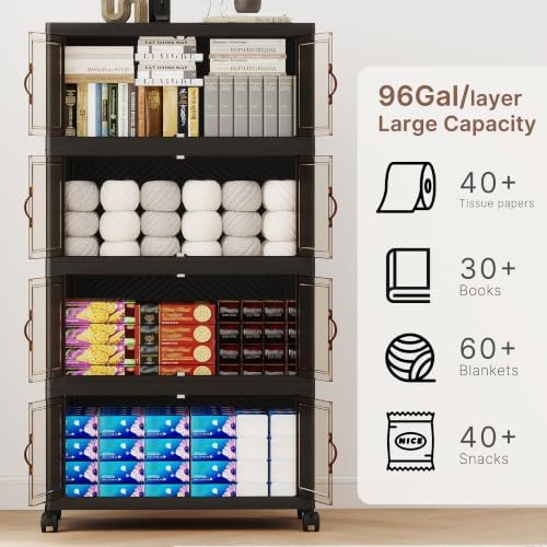 384QT Extra Large Stackable Storage Bins with Lids & Wheels & Door, - Image 3