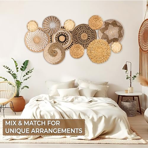 Laquedecraft Basket Wall Decor Set of 12, Natural Handwoven Wicker - Image 2