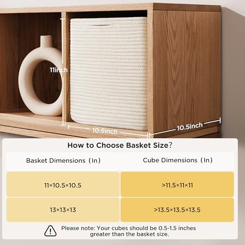 joybest 11inch Cube Storage Bins, Cotton Rope Woven Organizer Basket - Image 2