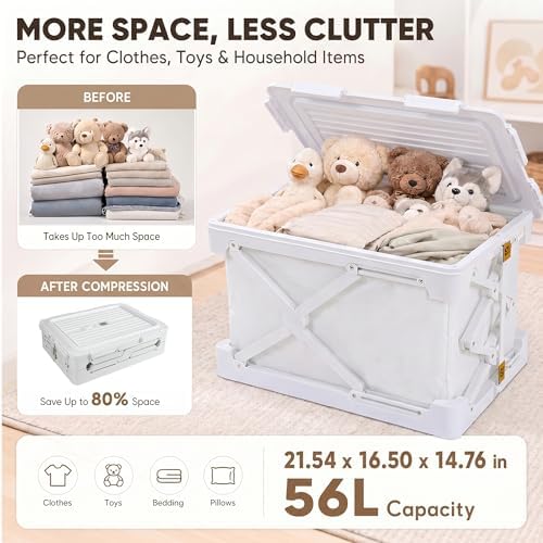 Storage Bags for Clothing, 14.8-Gal Collapsible Storage Boxes with Lids, Stackable Storage Bins for Comforters, Blankets, Bedding, Sweaters and Underbed Storage (4 Pack) - Image 2