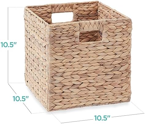 Best Choice Products 10.5x10.5in Pack of 5 Cube Storage Baskets, Water Hyacinth Multipurpose Collapsible Organizers, Handwoven Laundry Totes for Laundry, Living Room, Kids Room & Nursery - White - Image 2