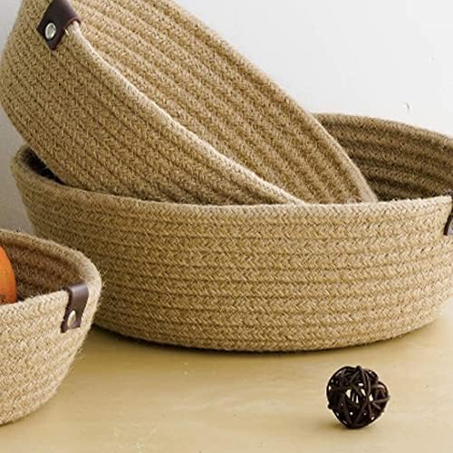 Atyhao Natural Cotton Rope Storage Baskets, Multi Sized 3 Pieces Set Round Organizer Bins for Home Decor Closet Toys Desktop Cosmetic Kid's Room Storage Nursery Bins (Hemp Rope) - Image 4