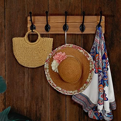 WEBI Rustic Coat Rack Wall Mount,5 Cast Iron Coat Hooks Wall Mounted,Heavy Duty Wall Coat Hanger Hooks for Hanging Coats,Clothes,Brown,2 Packs - Image 3