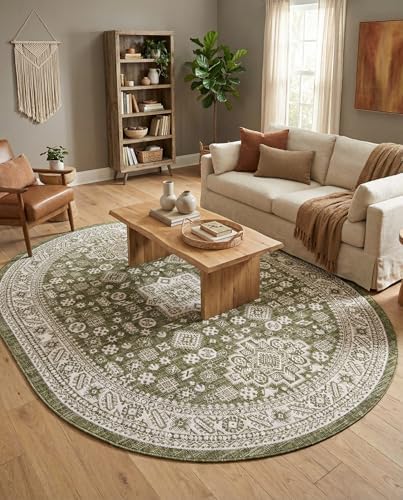 Rugs.com - Outdoor Aztec Rug – 7' 10 x 10' Oval Green Indoor/Outdoor Rug – Washable, Stain-Resistant for Patios, Decks, and Porches - Image 5