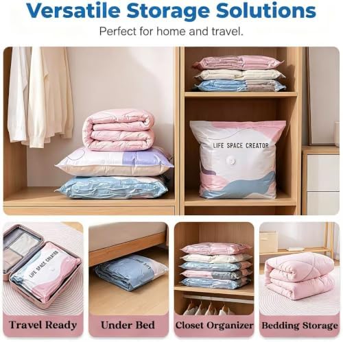 No-Pump Vacuum Storage Bags ，for Clothes, Comforters, Blankets (5 PCS) - Image 7