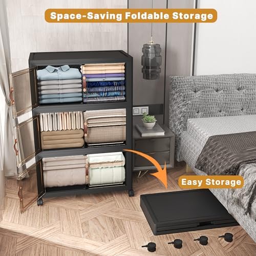 UAMFURI 504QT Stackable Storage Bins with Lids, Doors & Wheels - Image 3