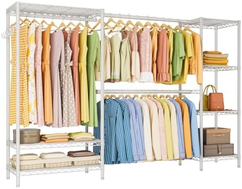 Golpart Heavy Duty Clothes Rack Metal Wardrobe with Adjustable Wire Shelves by Golpart
