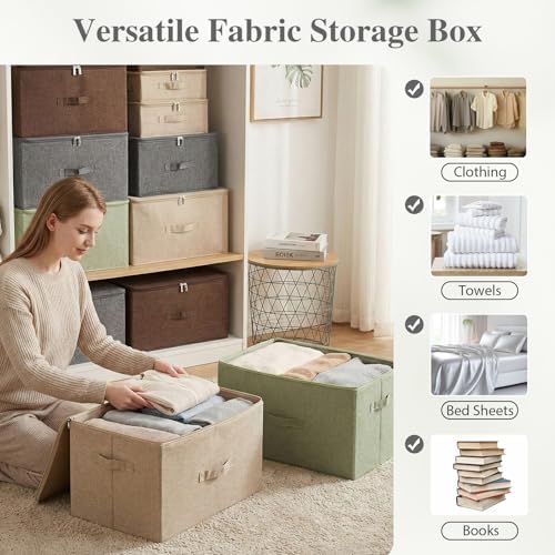 ANMINY Fabric Storage Bins with Zipper Lids, 20"x15"x12", Gray, 2 PCS - Image 7