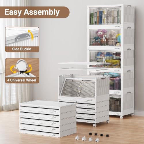 BROVIEW 480Qt Stackable Storage Bins with Lid for Home Dorm, 4Pack White - Image 6