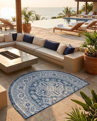 Rugs.com Outdoor Aztec Collection Rug – 3x6 Hearth Blue Flatweave-Pile Rug Perfect for Living Rooms, Large Dining Rooms, Open Floorplans - Image 6
