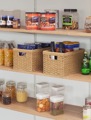 StorageWorks Wicker Storage Baskets for Shelves, Paper Rope Basket, 2-Pack - Image 6
