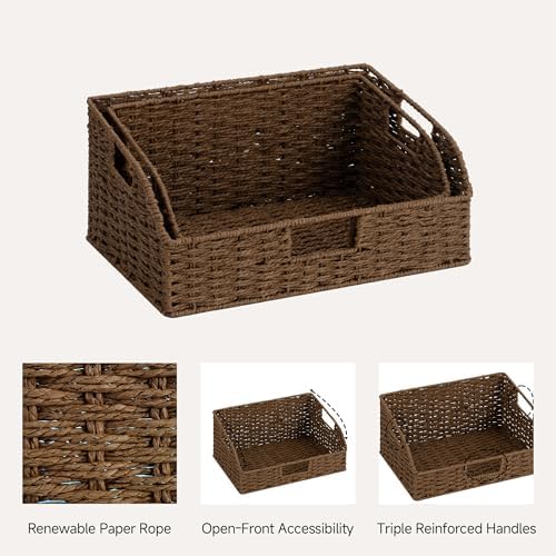 StorageWorks Pantry Baskets for Organizing, Brown Storage Baskets, 2-Pack - Image 3