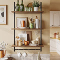 Bestier 24 Inch 3 Tier Industrial Pipe Shelves with Towel Bar, Rustic Brown by Bestier