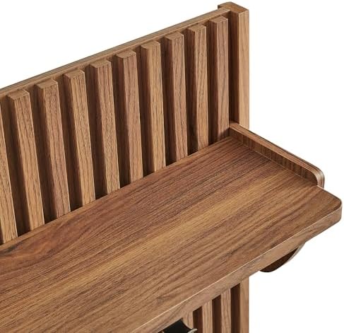 Modway Render Modern Fluted Wood Coat Rack Panel in Walnut with Shelf and Hooks – Wall-Mounted Entryway Organizer for Hallway, Mudroom, or Foyer - Image 7