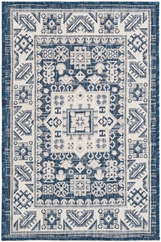 Rugs.com - Outdoor Aztec Rug – 2' x 3' 1 Blue Indoor/Outdoor Rug – Weather-Resistant Flatweave for Patio, Porch, and Entryway - Image 3